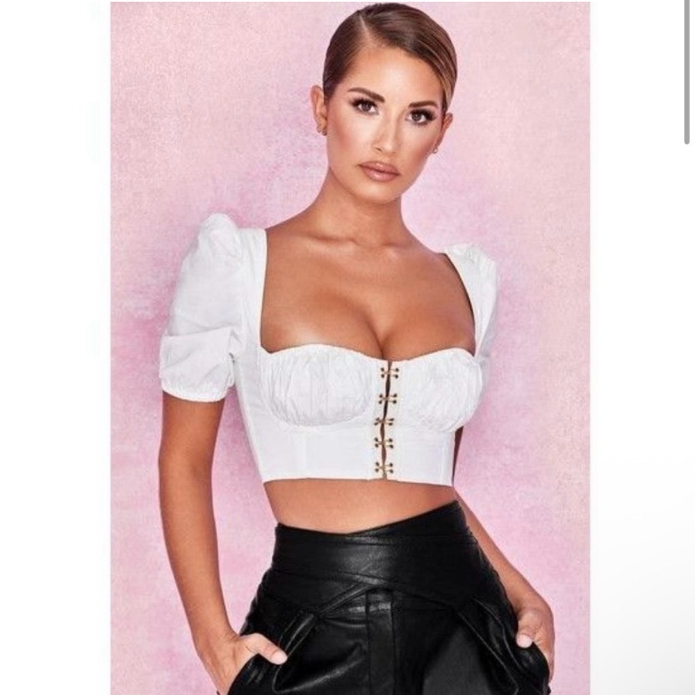 House of CB - ‘Tia’ White Puff Sleeved Corset Top